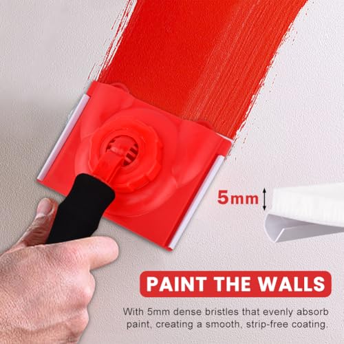 Handheld Paint Edger Tool with 2 Pads, 360° Rotating Trim Applicator