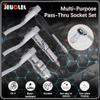 29PCS Pass Through Socket Set, 1/4" Drive Go-Thru Ratchet Kit