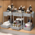 Sevenblue 3-Pack 2-Tier Under Sink Organizers with Sliding Drawers - color: Gray, size: 14.8 Inch