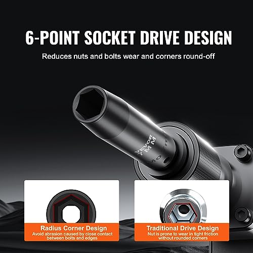 VEVOR 1/2" Drive Impact Socket Set 65 Piece, 3/8" to 1-1/4" and 10-24mm - size: 1/2" 65 PCS