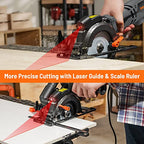 DOVAMAN Circular Saw, 5.8A 4-1/2" Circular Saw w/Laser & Auxiliary Handle - color: B-grey