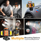 Tresda 4000LM LED Work Light Rechargeable with Clamp, 40W Magnetic Work Light Battery Powered with 5 Light Modes, 350° Rotation, Portable Job Site Lighting for Construction Site,Workshop,Car Repairing - style: Magnetic Clamp Stand