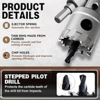 Metal Hole Saw 3/4''(19mm) 2Pcs Set Heavy Duty Tungsten Carbide Tipped Hole Cutters Set with a nitrided Step Drill and L-flench, for Steel Iron,Aluminum,Stainless stell,Plastic - size: 3/4''(19mm)-2PCS