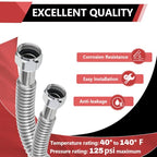 2piece EFIELD Flexible SS Corrugated Hose Connector,1" FIP x24"Length - size: 24"L(1" FIP)