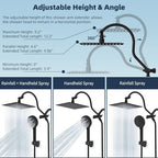 Hibbent All Metal cUPC Certified High Pressure Rainfall 8'' Shower Head - color: Matte Black, style: Square 8''