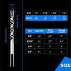 amoolo Masonry Drill Bit Set 5pcs, Concrete Drill Bits with Carbide Tip (1/4”-1/2”) for Brick, Tile, Cement, Ceramic, Glass, Plastic, Etc. - size: 1/4"-1/2"(5pcs)