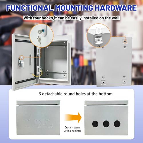 Outdoor Electrical Box 10x8x6 NEMA 4X IP66 Waterproof Junction Box - size: 10 x 8 x 6''