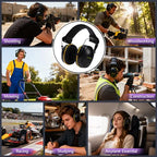 29dB Ear Muffs for Noise Reduction, Retractable Hearing Protection for Shooters, Foldable Noise Cancelling Headphones Kids, Sound Proof Headphones for Adults, for Shooting, Construction, Mowing