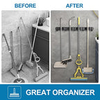 IMILLET Broom Holder Wall Mount,Heavy Duty Garage Organization Broom Hanger - color: 4 Racks with 5 Hooks, size: 1 Pack