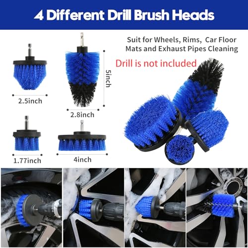 Qydipclin 34Pcs Car Detailing Kit, Car Detailing Brush Set, Car Wash Cleaning Kit, Car Detailing Brushes, Professional Car Care Kit for Interior Exterior Wheels, Blue - size: 34pcs
