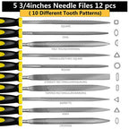 Metal File Set, Large Flat File/Half-Round File/Triangle File/Round File - color: Black-17pcs