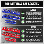 Magnetic Socket Organizer Set, 6PCS Socket Holder, 1/4", 3/8", 1/2" Sockets Holds 143 Pieces Magnetic Sockets Trays (Blue&red, 6 Pcs) - style: 6PCS Red/Blue