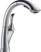 Open Box - Delta 4153-AR-DST Linden Pull-Out Kitchen Faucet with Temporary Flow Increase and Optional Base Plate - Includes