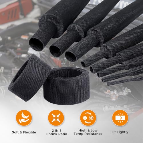 Automotive Heat Shrink Wire Sleeve Cord Protector 2''-19ft - size: 2''-19ft