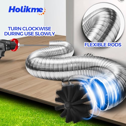 Holikme Dryer Vent Cleaner Kit - 15Ft Flexible Lint Brush for Deep Cleaning - color: Gray, size: 15FT