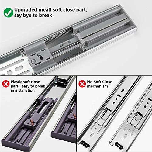 LONTAN 1 Pair Soft Close Drawer Slides 16 Inch Heavy Duty Cabinet Rails - color: Silver-Soft Close, size: 16 Inch - Drawer Slide