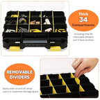 Small Parts Organizer 2Pack Storage Case Tools Box 34-Compartments - color: Yellow