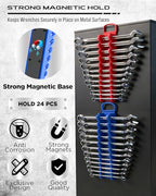 2-Pack Magnetic Wrench Organizer Set, 24-Slot Premium Wrench Rack Holder with Non-Slip Carry Handle for Tool Box Drawer Wall Storage, SAE (1/4'' to 15/16'') & Metric (6mm to 24mm) - style: 24-Slot Compact Handle / 2-Pack