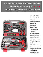 Apollo Tools 135 Piece Household Tool Set, Red DT0773 - color: Red, size: 135-Piece