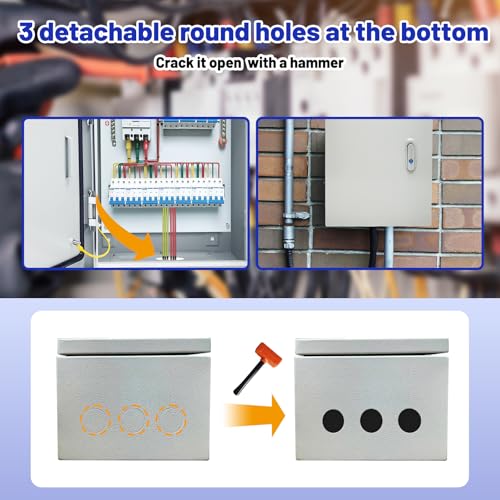 Outdoor Electrical Box 12x8x6 NEMA 4X IP66 Waterproof Junction Box - size: 12 x 8 x 6''