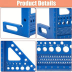 3D Multi-Angle Carpenter Square, 45/90 Plastic Layout Ruler, Blue - color: Blue