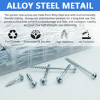 Pocket Hole Screws 350 PCS, 5 Sizes #8 x 1 to 2-1/2" Coarse Thread Wood - color: 350PCS(Zinc Coated)