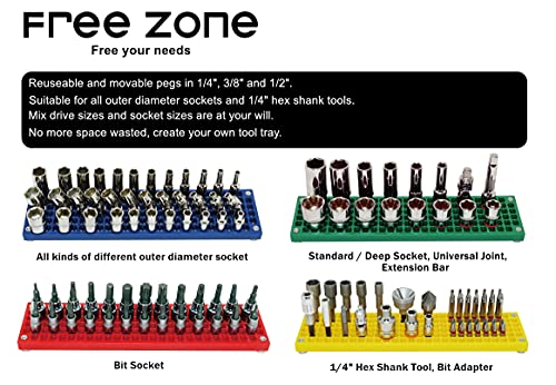 FreeZone 60-Piece 1/2" Socket Holder Expansion Pack, SAE & Metric