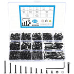 810 Pcs M3 Metric Screw Assortment, Flat Head Machine Screw Assortment Kit, Countersunk Hex Socket Cap Screws Set with Washers, Countersunk Bolts and Nuts Set with Wrench(Black) - size: M3
