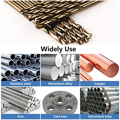 5/32 Inch Cobalt Drill Bits 10Pcs - HPHOPE M35 HSS Metal Twist Drill Bits Set, Jobber Drill Bits Length and Straight Shank, Suitable for Drilling in Hard Metal, Stainless Steel, Cast Iron - size: 5/32-inch, 10Pcs