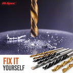 Hi-Spec Drill Bit Set Multi SAE - 11 Sizes 1/16in to 3/8in - HSS Titanium - size: 130pc