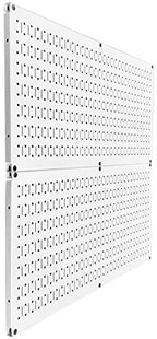 Pegboard Rack Wall Control Home & Garage Tool Storage & Organization White Metal Pegboard Pack - Two 32-Inch x 16-Inch White Steel Peg Board Panels - color: White