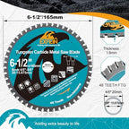 6-1/2" 48T Metal Circular Saw Blade - EXFEIN Tungsten Carbide Tipped Saw Blade Arbor 4/5" for Metal Sheet or Pipe, Angle Iron, Rebar, Ferrous Metals, Non-Ferrous Metals - size: 6-1/2"