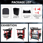 Auto Detailing Cart with Wheels, 3 Tier Rolling Detail Cart - color: Upgraded