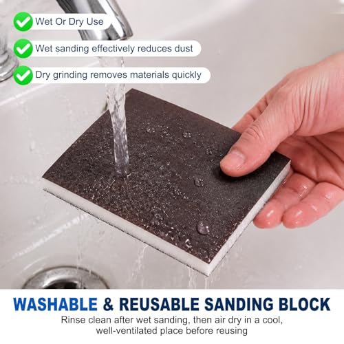 8Pcs 240Grit Double-Sided Sanding Sponges, Washable & Reusable - size: 240Grit