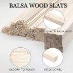 222Pcs Balsa Wood Sticks - size: 1/8" + 3/16" + 1/4" 222pcs