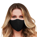 Washable Face Mask with Adjustable Ear Loops & Nose Wire - 3 Layers, Made in USA - color: Solid - Black