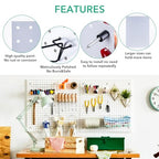 2 Pcs Metal Pegboard Wall Panels - 23.6” x 15.7” Pegboard Wall Organizer System for Walls, Small Peg Board Tool Storage, White Pegboard for Garage, Craft Room, Workbench, Kitchen, Office