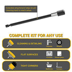 SCRUBIT Drill Brush Attachment Set - Power Scrubber Tile and Grout Tool - Use for Kitchen, Shower, Bathtub and Floor Surface - All Purpose Household Cleaning Kit Includes 3 Brushes with A Bit Extender