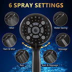 6 Spray Modes High Pressure Handheld Showerhead Set Upgraded - color: Oil Rubbed Bronze