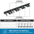 IMILLET 2 Pack Broom Holder Wall Mount, Heavy Duty Garage Organization - color: 4 Racks with 5 Hooks, size: 2 Pack