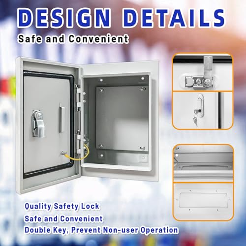Outdoor Electrical Box 12x8x6 NEMA 4X IP66 Waterproof Junction Box - size: 12 x 8 x 6''