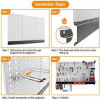 TORACK 109 PCS Pegboard Wall Organizer 48x24 in, Garage Metal Pegboard - color: Grey