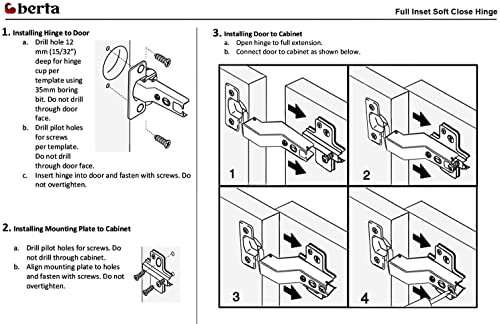 10-Pack Inset Frameless Soft-Close European Concealed Hinges - size: 10