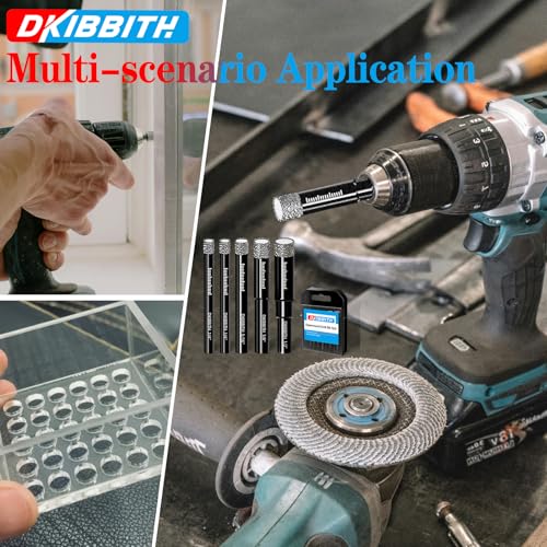 Dry Diamond Drill Bits Set, 5 Pcs Tile Drill Bits for Porcelain, Ceramic, Granite, Marble, Stone, Glass Hard Materials, Round Shank 1/4", 5/16", 3/8", 1/2" Drill Bits, with Storage Case - size: 5 Pcs Diamond Bits