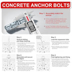 1/2 x 4-1/2 in Wedge Anchors 6 pcs Galvanized Concrete Anchors - size: 1/2 x 4-1/2In