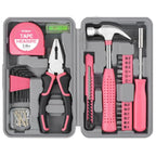 Hi-Spec Tool Set 25pc Pink Household DIY Tool Kit for Women. Small Mini Tool Box Set of Starter Basic Ladies Tools - color: Pale Pink