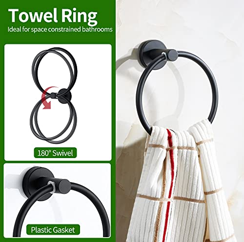 10pcs Matte Black Retractable Bathroom Hardware Set, - color: 10pcs 24" Black