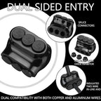 Kanayu 5 Pcs Black Insulated Multi Cable Connector, 3 Ports Electric Wire Connectors and Soldering Lugs, Single Side Entry Cable Splicers, with Oxide Inhibitor (2-14 Wire Range,1.98" X 1.30") - size: 2-14 Wire Range,1.98" x 1.30"
