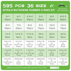 O Rings O-Ring Assortment Kit 36 Metric SAE Sizes for Auto AC Repair - style: 36 Size/595 Pcs