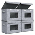 Univivi Fabric Storage Bins with Lids for Clothes 4 Pack, Grey Linen - color: Linen Grey